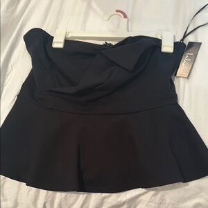 Lulu's Elegant Black Strapless Peplum Top